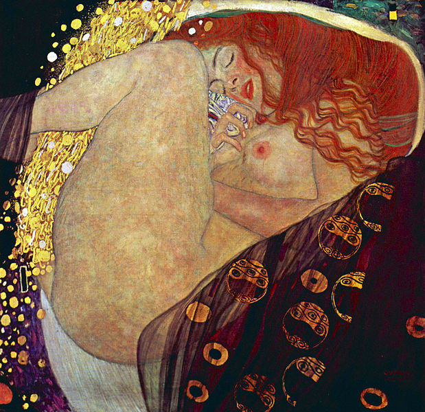 La bellissima e sensuale unione fra Zeus e Danae raffigurata da Gustav Klimt nel 1907-1908, collezione privata, Graz