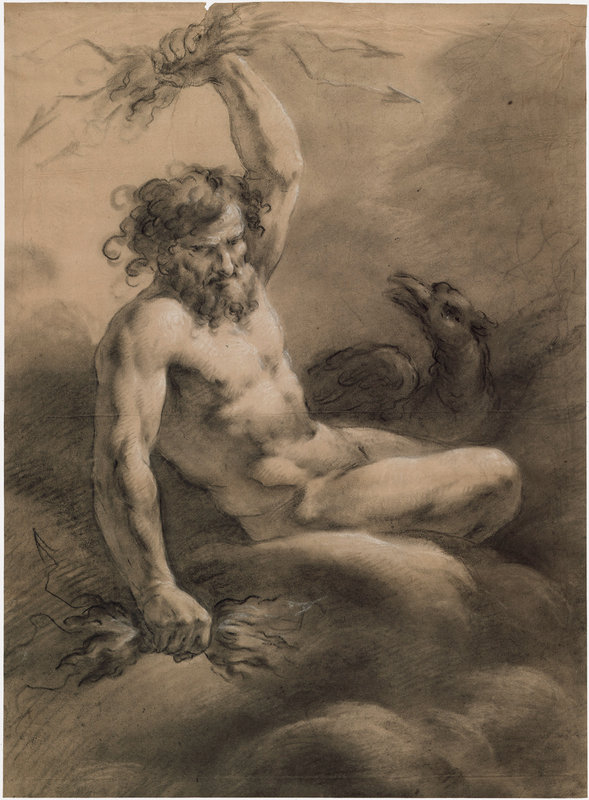 Un disegno di Zeus (Giove) realizzato da Jacopo Guarana nella seconda metà del 1700
