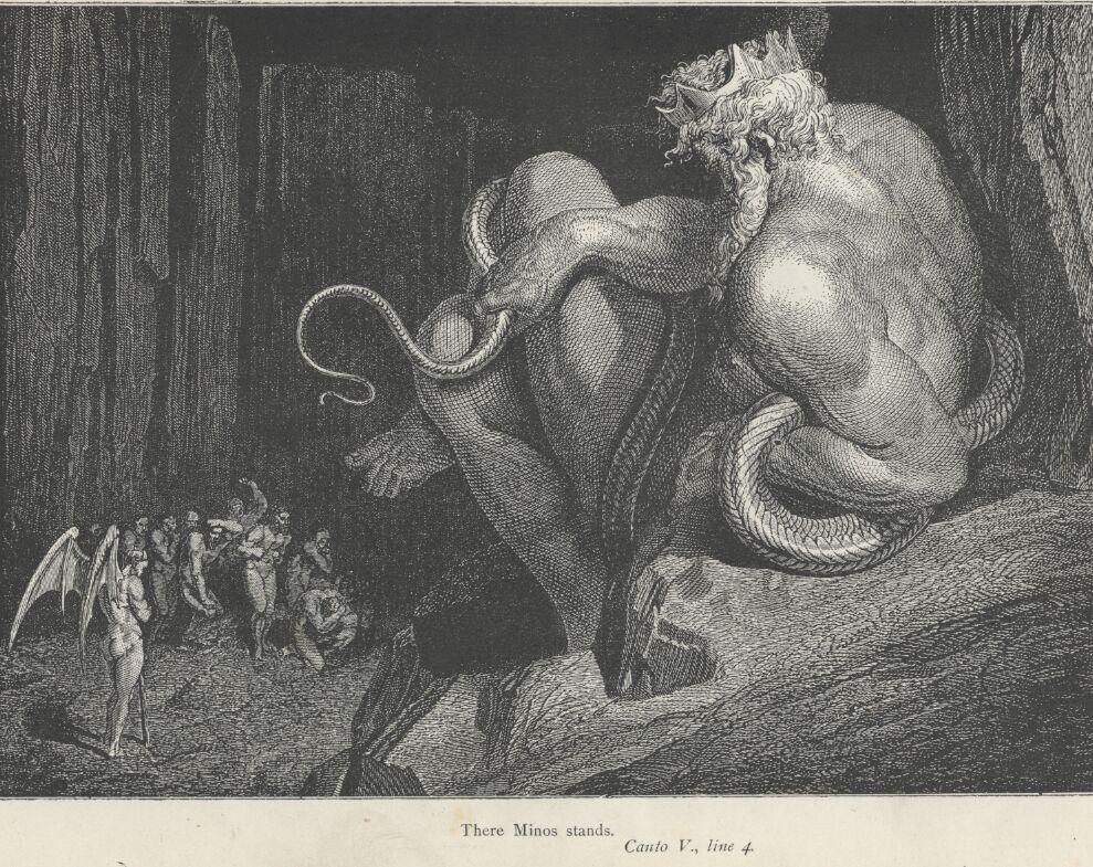Minosse in un'illustrazione della Divina Commedia ad opera di Gustav Dorè