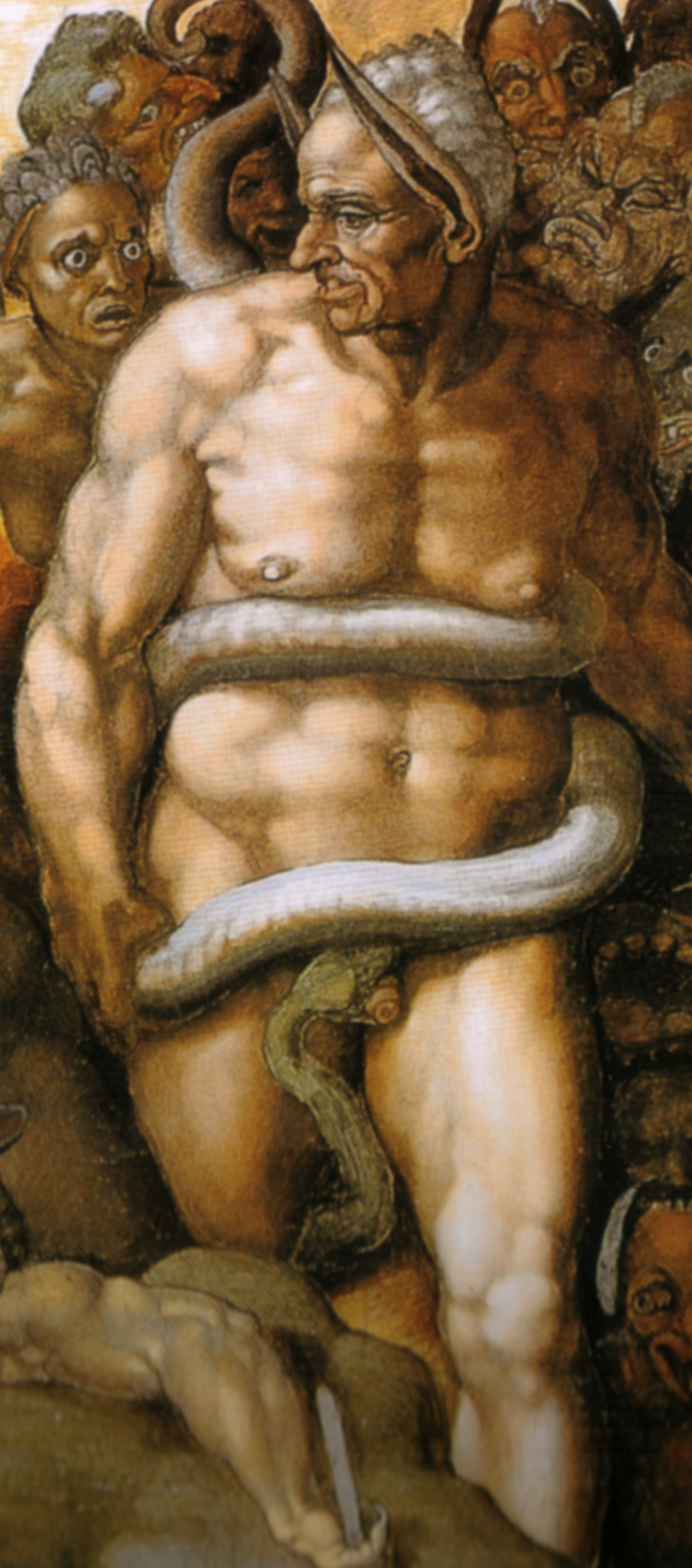 Minosse dipinto da Michelangelo nel Giudizio Universale