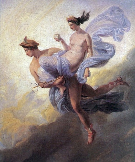 Mercurio trasporta Pandora, dipinto da Jean Alaux