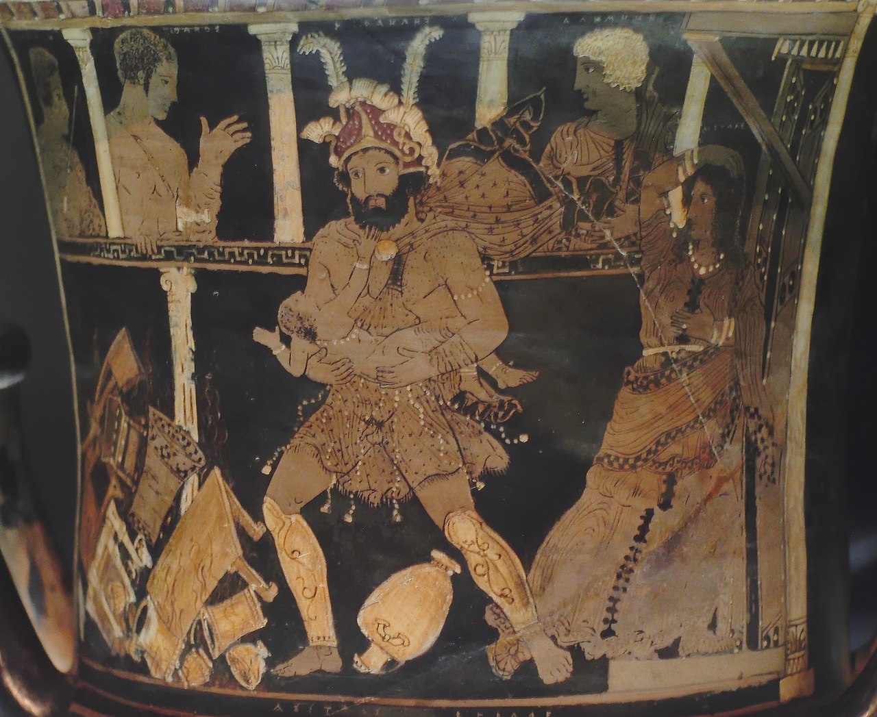 Un insano Eracle uccide uno dei suoi figli sotto lo sguardo atterrito di Megara. Museo Nazionale Archeologico di Madrid