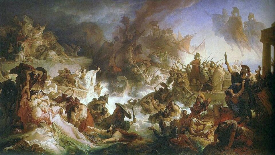 Wilhelm von Kaulbach, La battaglia di Salamina, Maximillianeum di Monaco, Baviera,1868